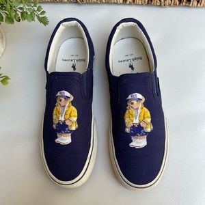 POLO RALPH LAUREN with Nautical Teddy Bear 🧸 slip Ons navy size 8 mens